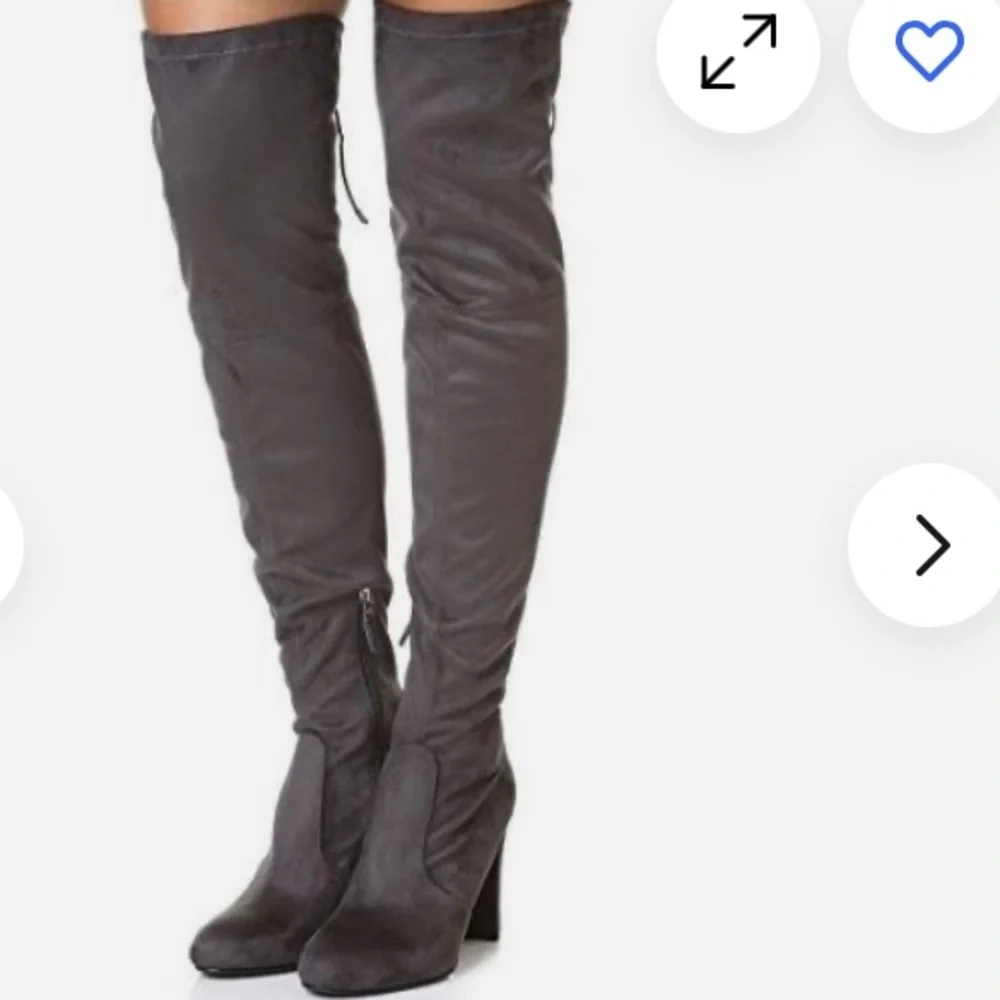 Sam Edelman Kent Microsuede Dark Grey Over the Knee Boots Size 6